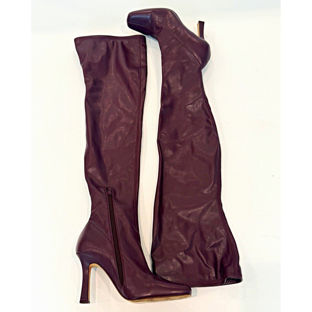 Women's Thigh High size 8 Plum purple Square Toe Stiletto Boots Y2K club wear